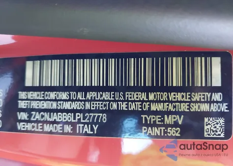 2020 Jeep Renegade Altitude Fwd z USA, uszkodzony, nr VIN ZACNJABB6LPL27778